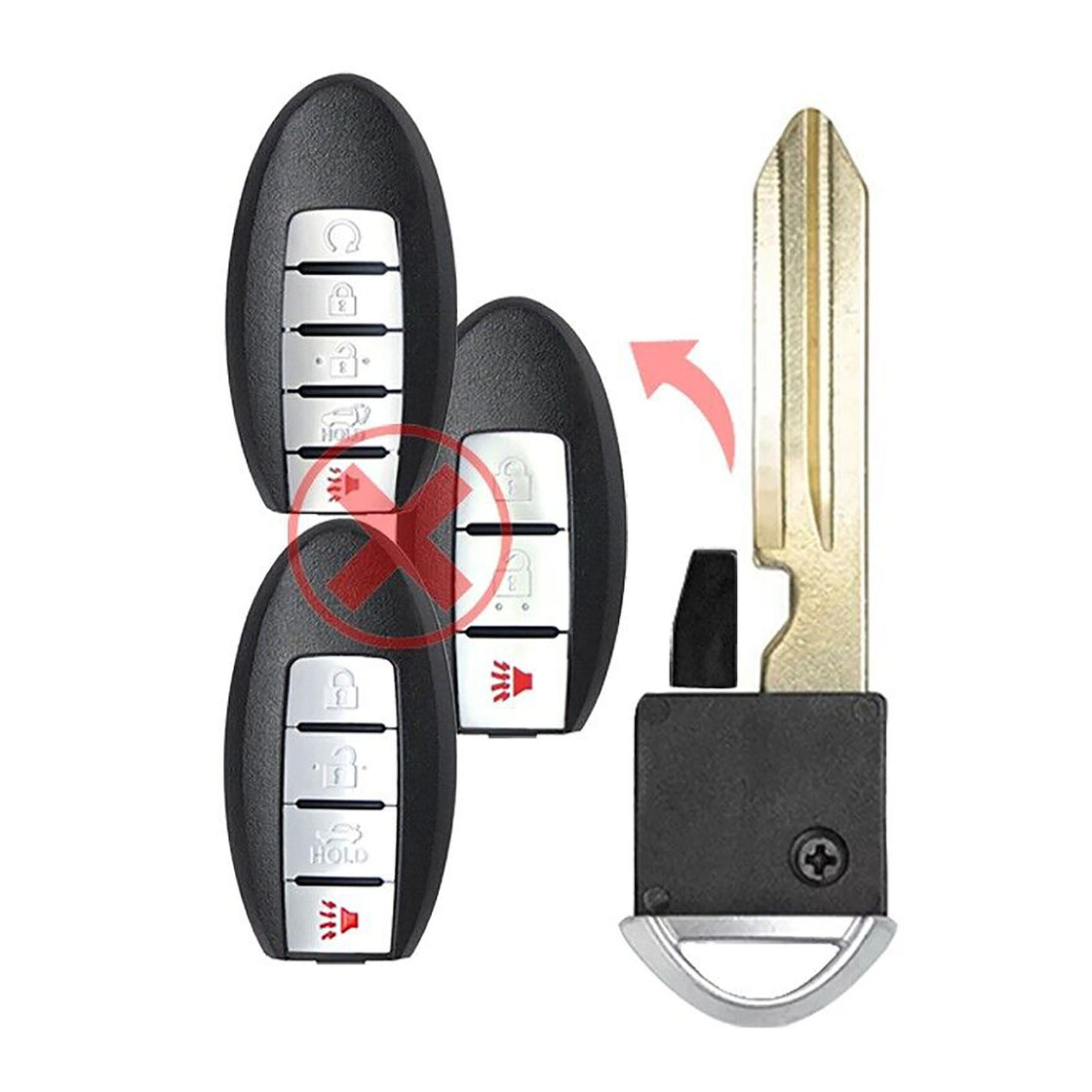 1x New Replacement Key Fob Uncut Insert Blade Compatible with & Fit For Nissan Infiniti - MPN CWTW-SHELL-07