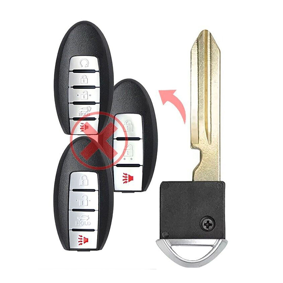 1x New Replacement Prox Key Fob Uncut Insert Blade Compatible with & Fit For Nissan Infiniti - MPN KR5TXN7-Blade-03