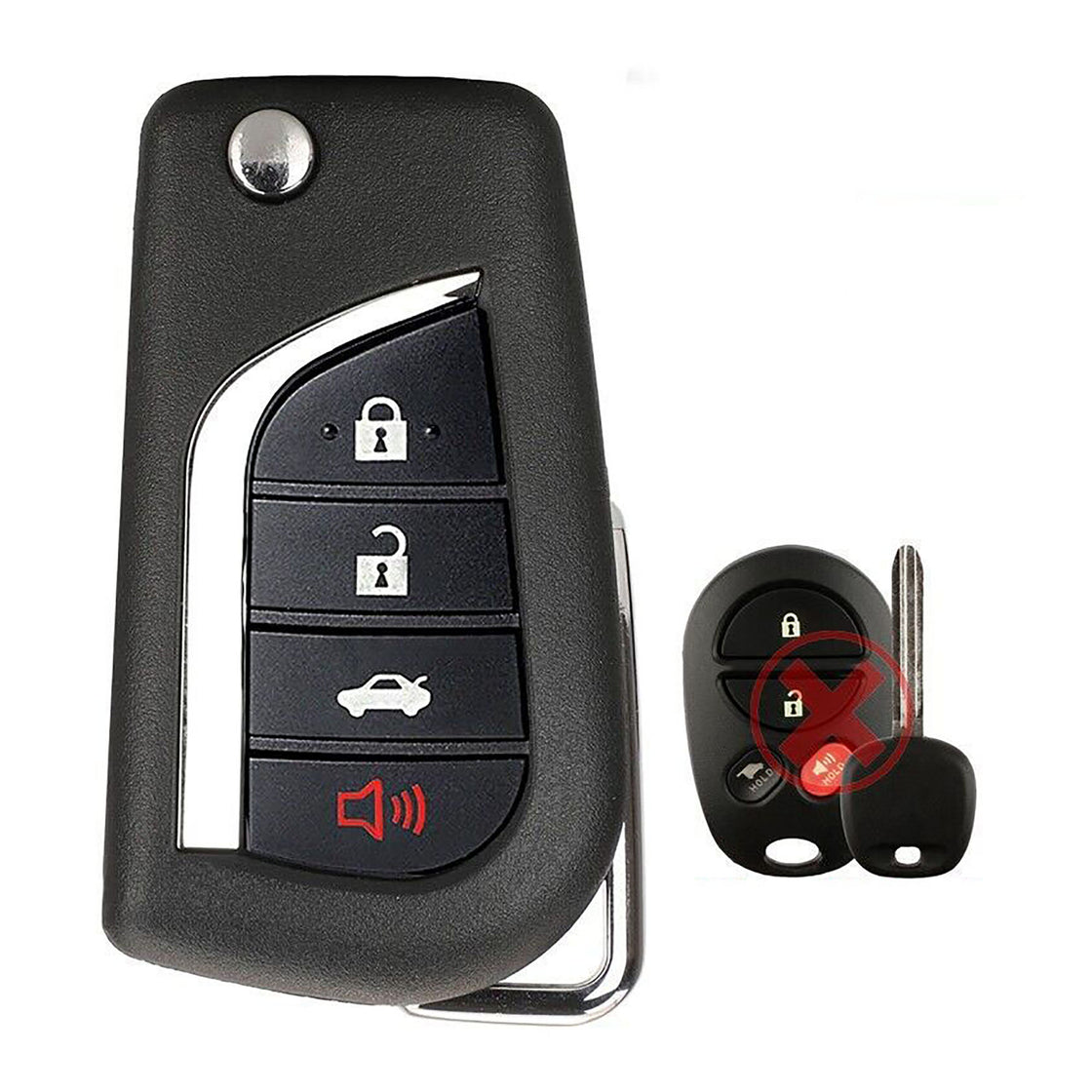1x New Replacement Transponder Key Remote Compatible with & Fit For Toyota H chip - MPN TOY44H-PT-04
