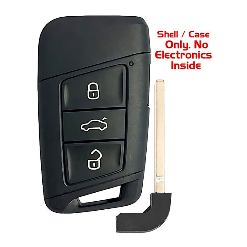 1x New Replacement Key Fob Remote SHELL / CASE Compatible with & Fit For Volkswagen Vehicles - MPN KR5FS14-T-02 (NO electronics or Chip inside)