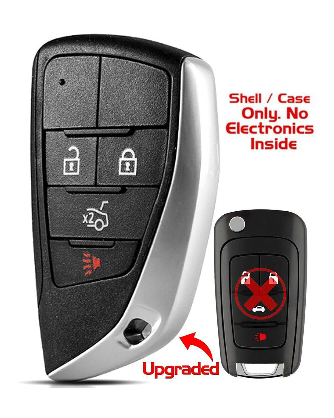1x New Quality Replacement Key Fob Remote SHELL / CASE Compatible with & Fit For Buick & Chevrolet - MPN KR55WK50073-M-08 (NO electronics or Chip inside)