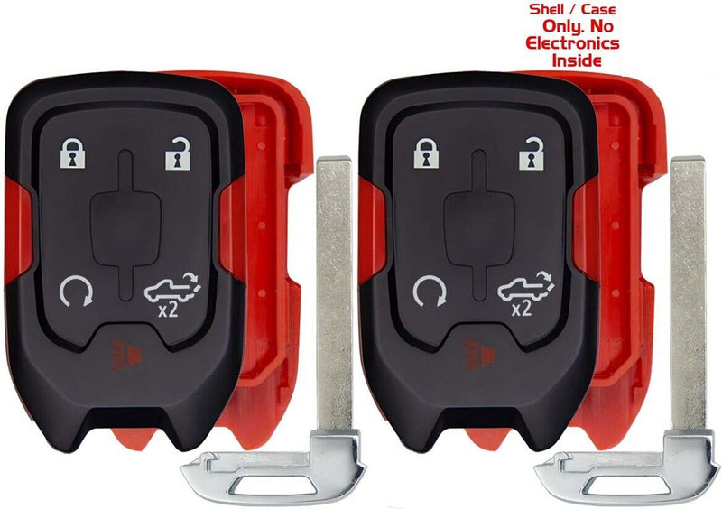 2x New Replacement Proximity Key Fob SHELL / CASE Compatible with & fit for Select GM GMC Vehicles - HYQ1EA-S-RED-01 - (No Electronics or Chip Inside)
